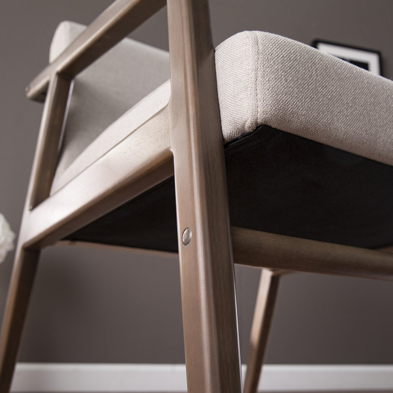 Elegant Cream-Brown Transitional Wood Accent Chair