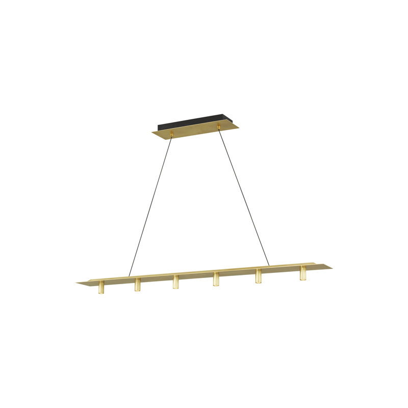 Ponte Sleek Matte Black and Brass 50" LED Island Pendant Light