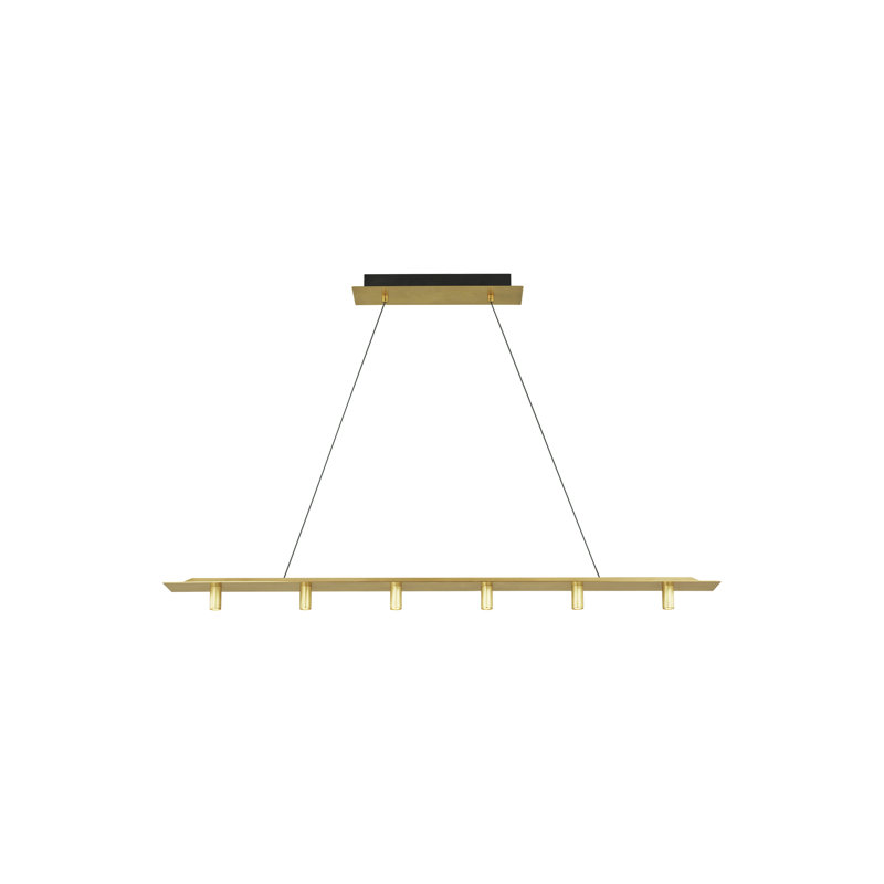 Ponte Sleek Matte Black and Brass 50" LED Island Pendant Light