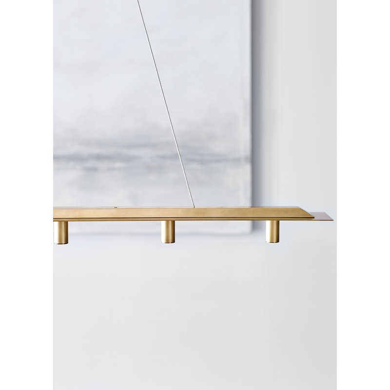 Ponte Sleek Matte Black and Brass 50" LED Island Pendant Light
