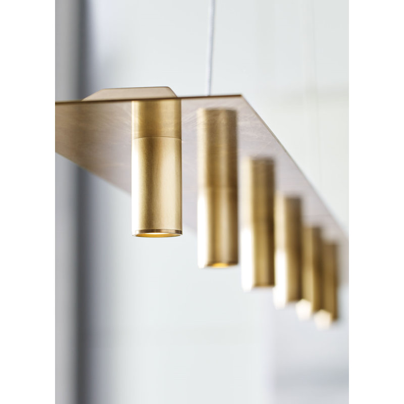 Ponte Sleek Matte Black and Brass 50" LED Island Pendant Light