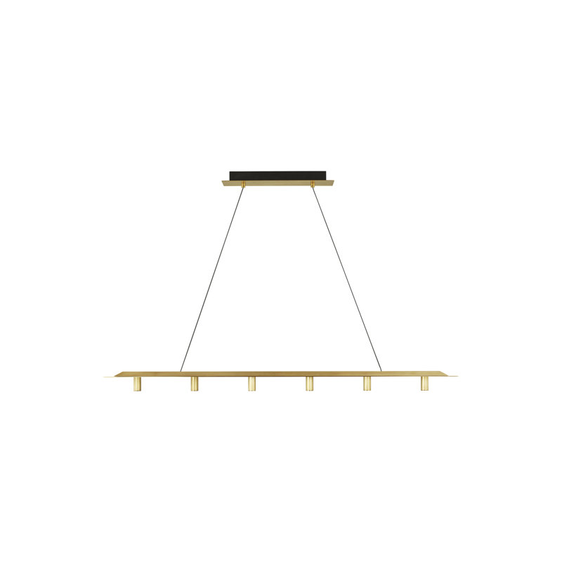 Ponte Sleek Matte Black and Brass 50" LED Island Pendant Light