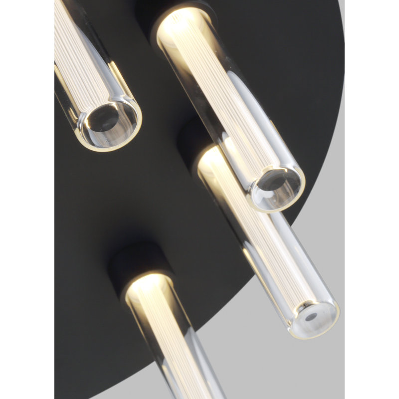 Modern Black Glass LED 22" Flush Mount Light