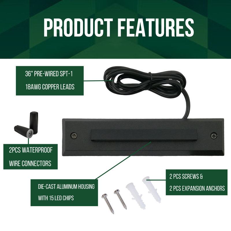 Black Low Voltage Integrated LED Aluminum Step Light Pack