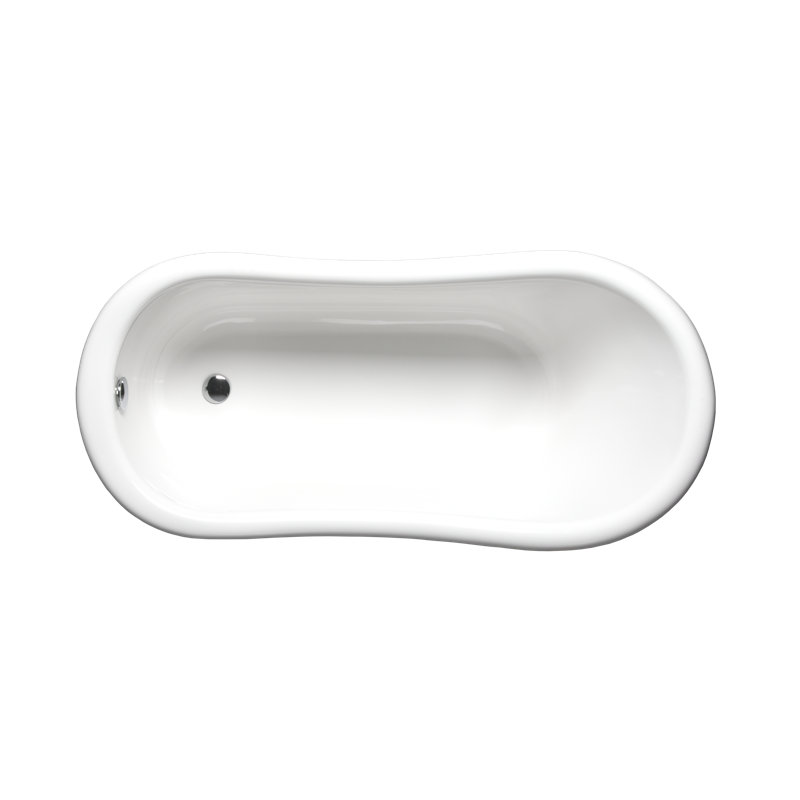 White Oval Freestanding Acrylic Soaking Bathtub with Polished Chrome Trim