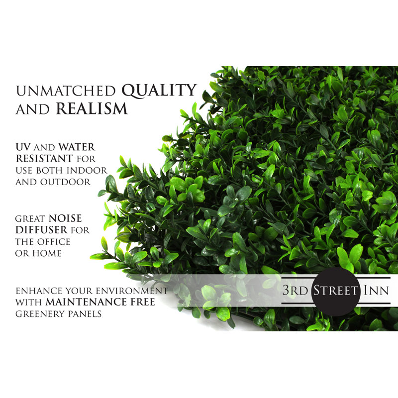 20'' Green Faux Boxwood Hedge Panel Set