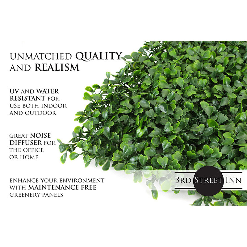 20'' x 20'' Green Artificial Boxwood Topiary Panels, Set of 4