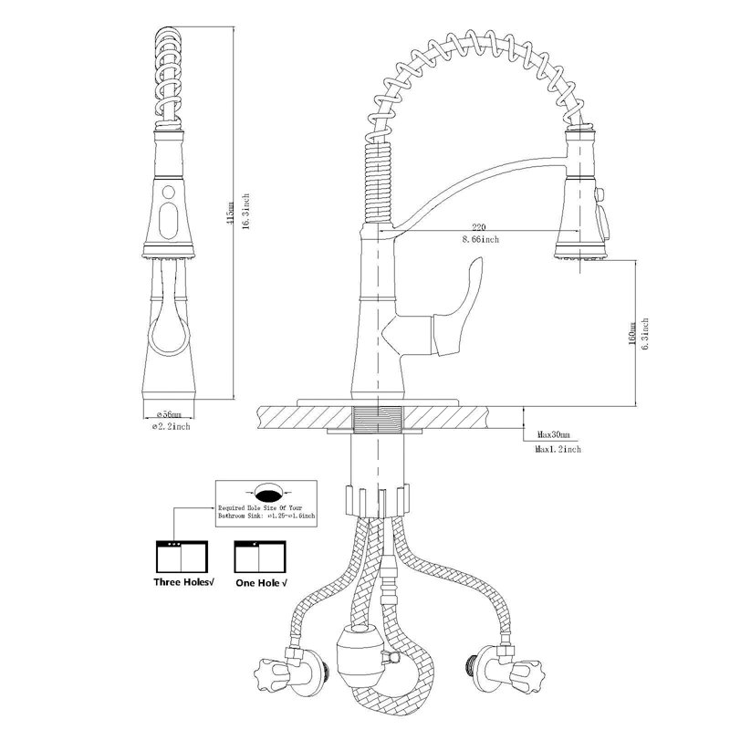 Oil Rubbed Bronze Pull-Down Kitchen Faucet with Spray