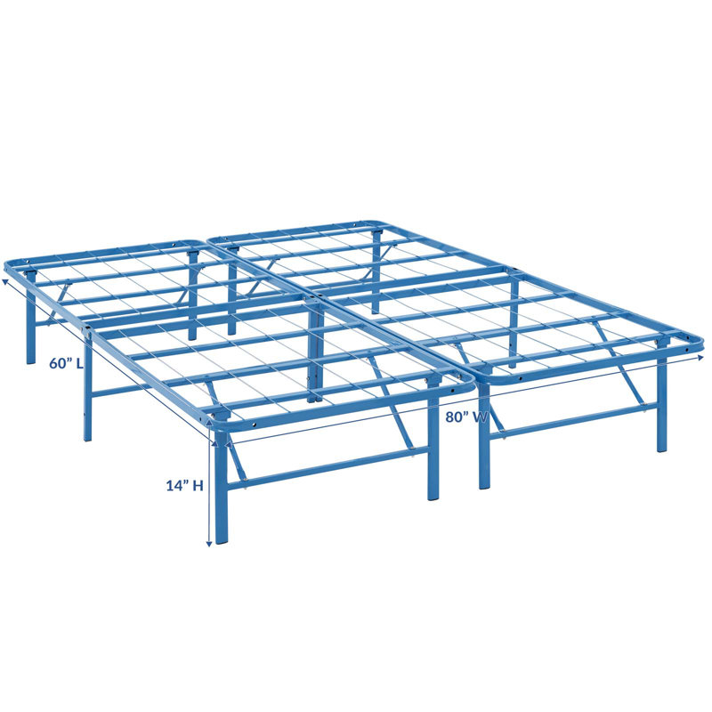 Horizon Light Blue Queen Metal Platform Bed Frame