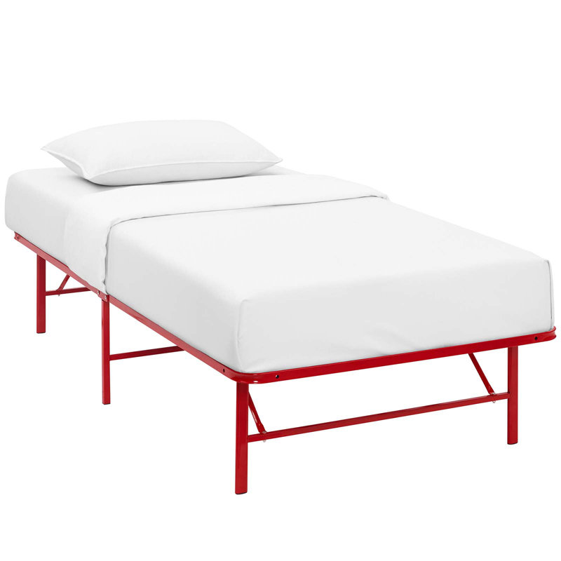 Horizon Red Twin Stainless Steel Foldable Bed Frame