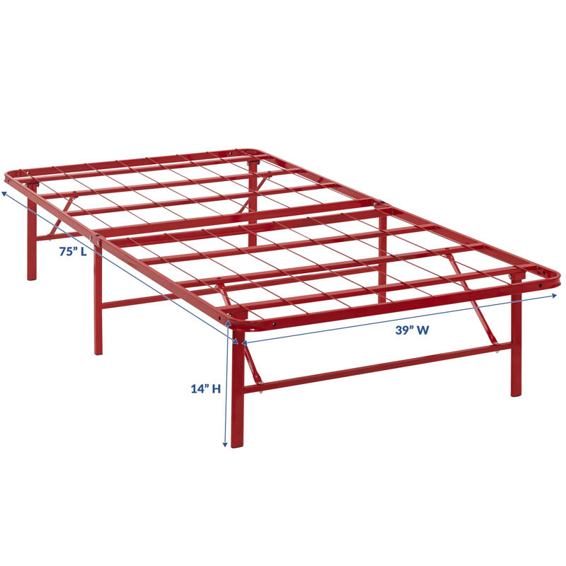 Horizon Red Twin Stainless Steel Foldable Bed Frame