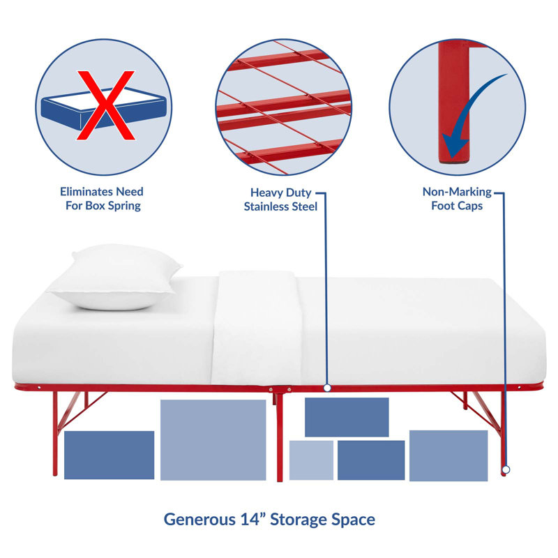 Horizon Red Twin Stainless Steel Foldable Bed Frame