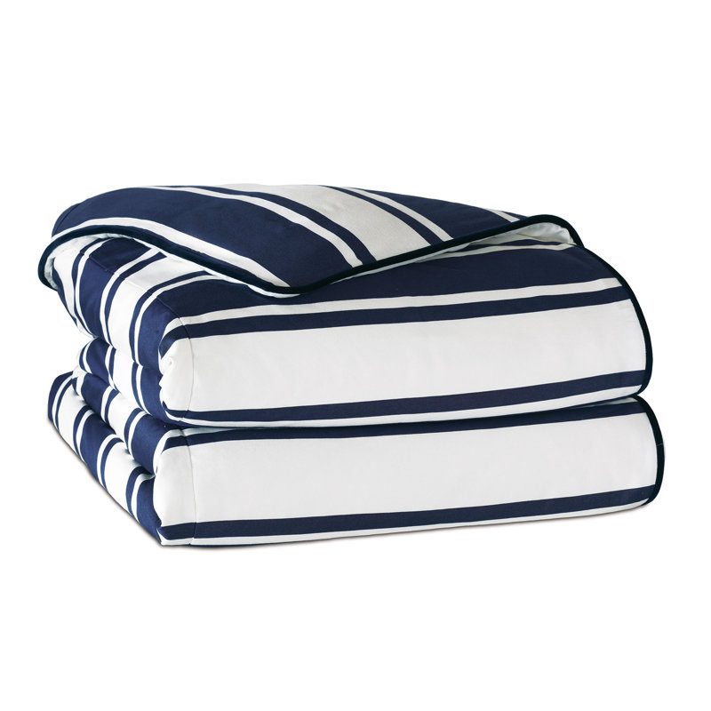 Seaside Serenity Twin White Rayon Striped Duvet Cover