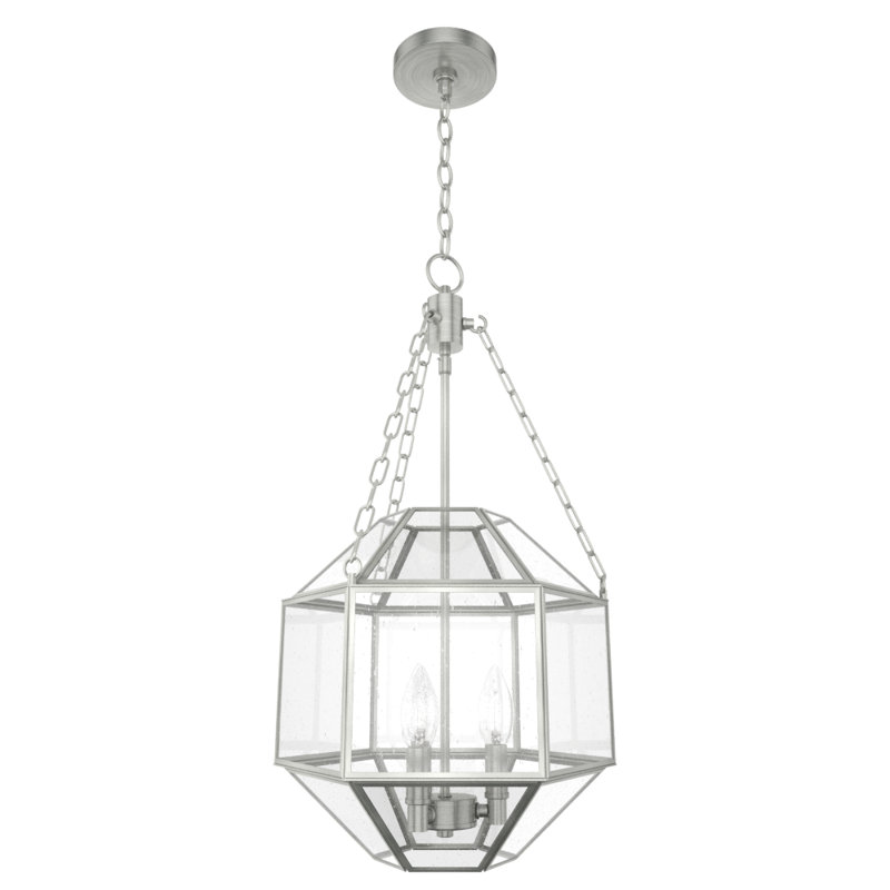 Large Brushed Nickel Geometric Glass Pendant Light