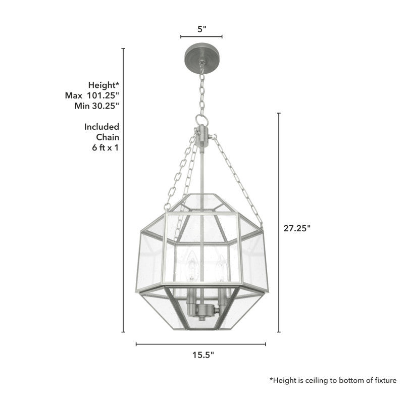 Large Brushed Nickel Geometric Glass Pendant Light