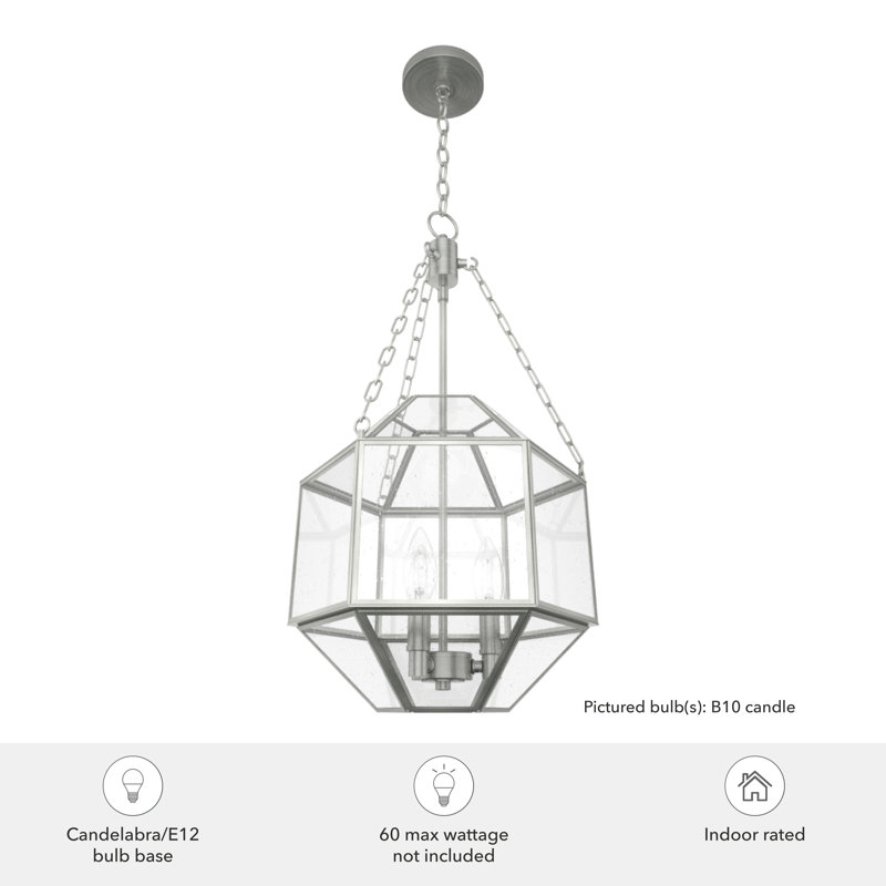 Large Brushed Nickel Geometric Glass Pendant Light