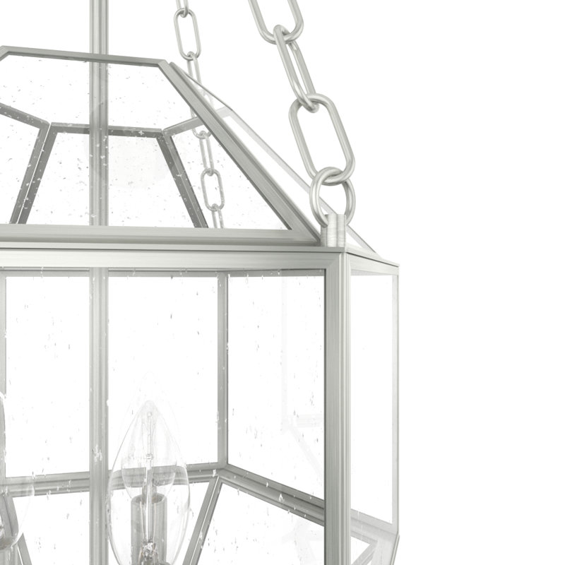Large Brushed Nickel Geometric Glass Pendant Light