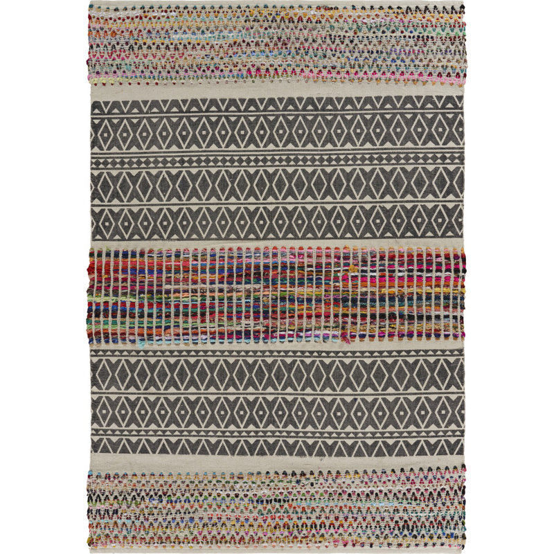 Vogue Geometric Gray Cotton & Synthetic 3' x 5' Area Rug