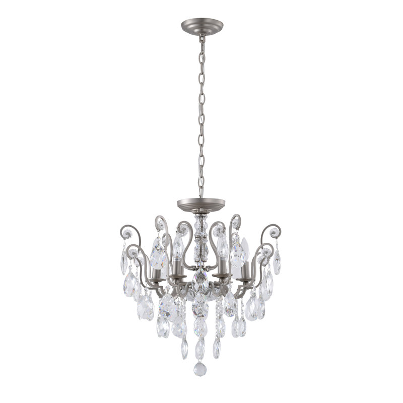 Bearnice Antique Brass 20'' Plug-In Candle Chandelier with Clear Crystals