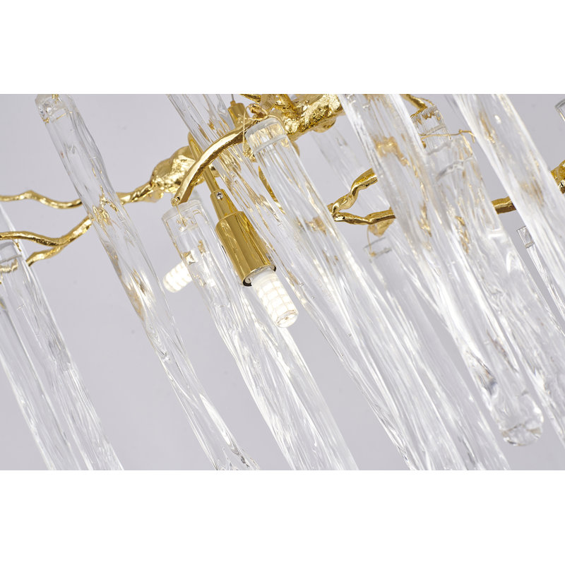 Elegant Brass and Crystal 12-Light Adjustable Chandelier
