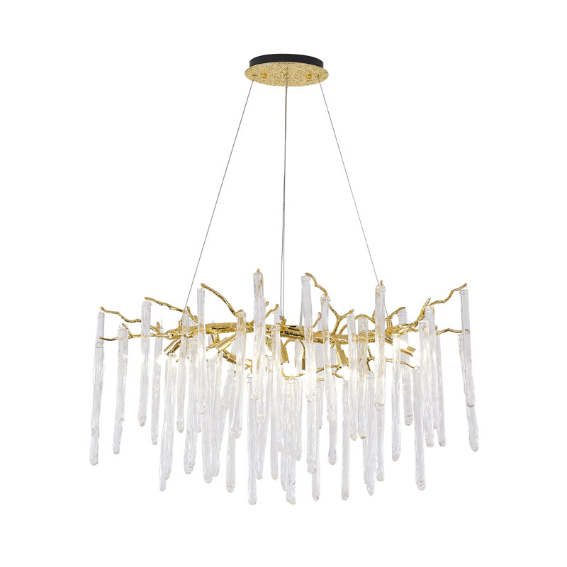 Elegant Brass and Crystal 12-Light Adjustable Chandelier