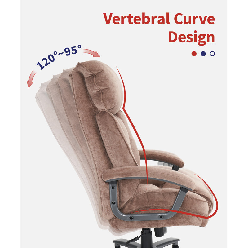 Beige Leather High-Back Executive Swivel Office Chair with Metal Base