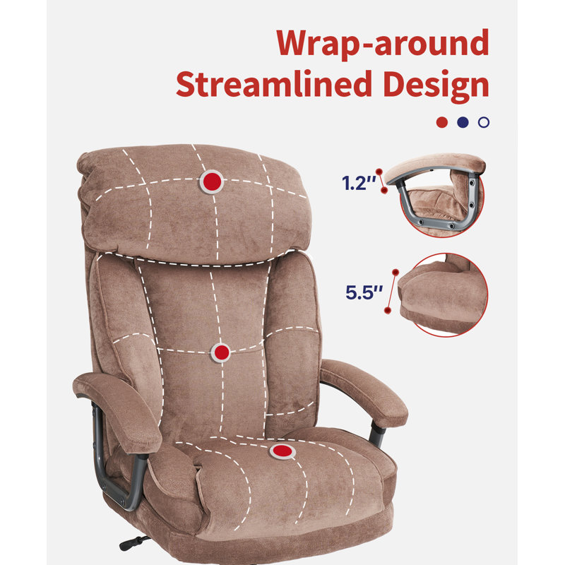 Beige Leather High-Back Executive Swivel Office Chair with Metal Base