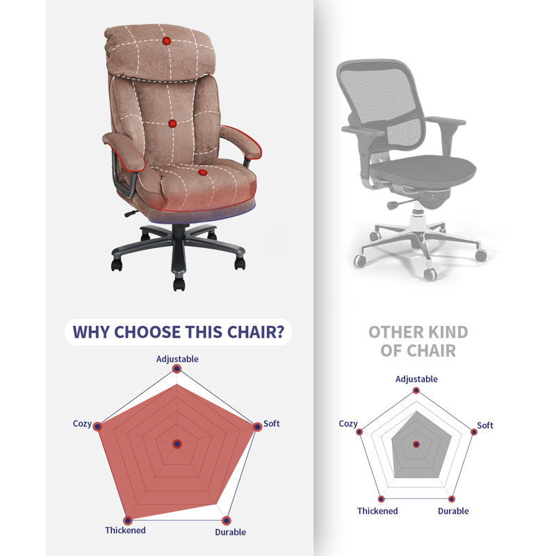 Beige Leather High-Back Executive Swivel Office Chair with Metal Base