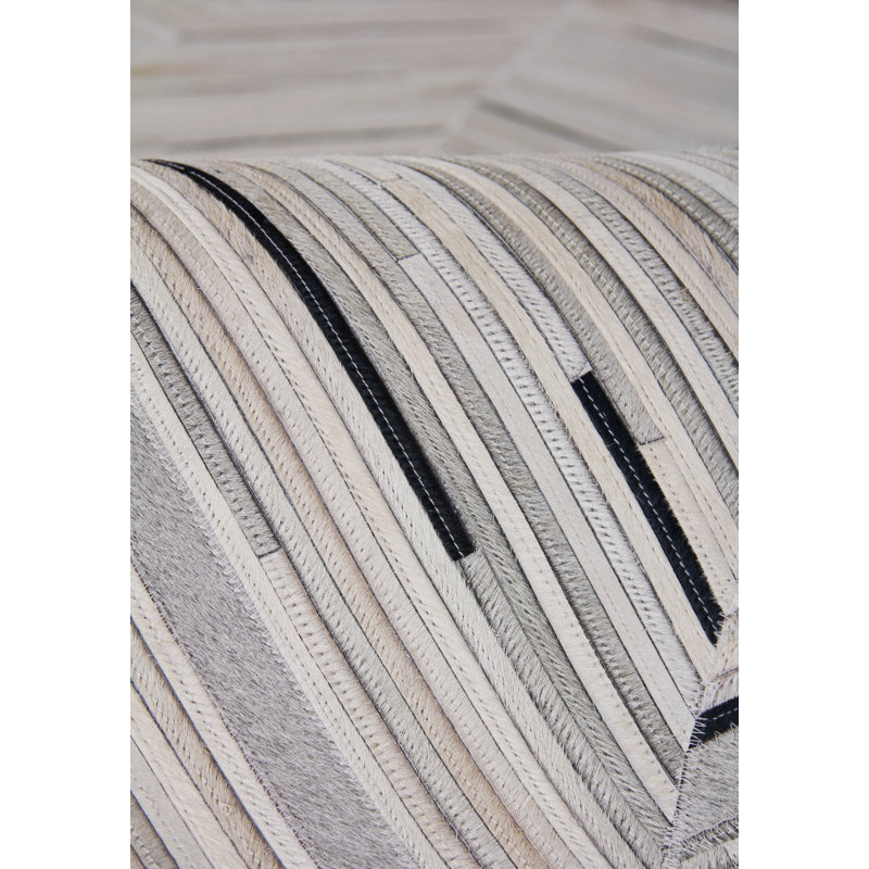Handmade Blue Chevron Cowhide Rectangular Rug