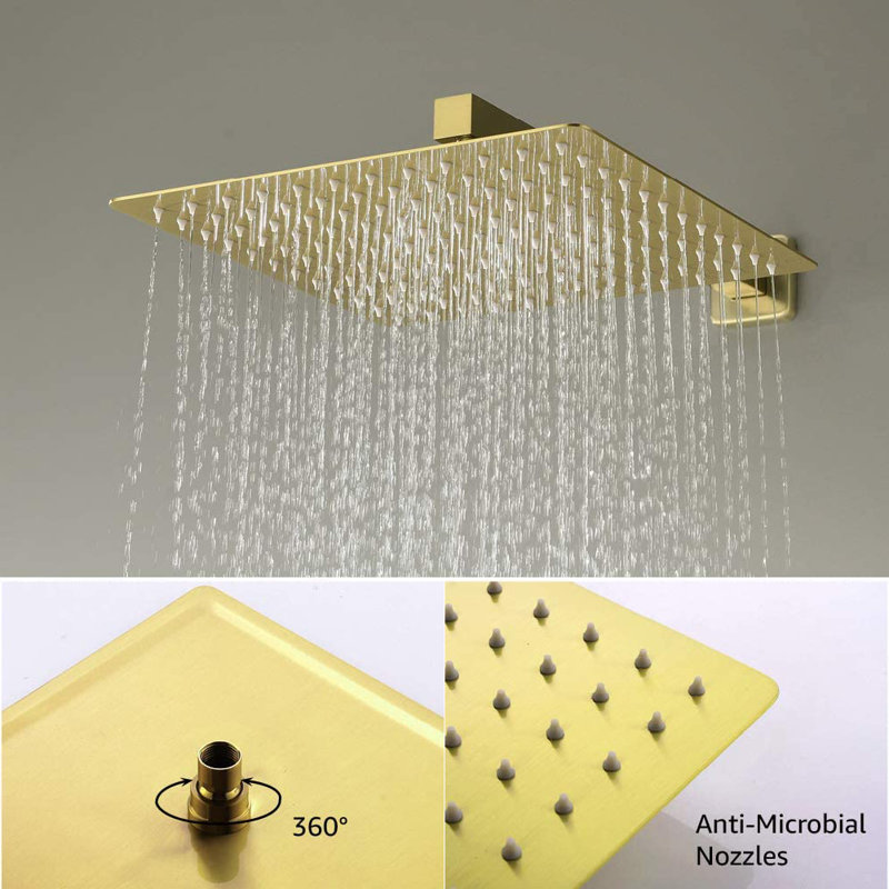 Brushed Gold Multi-Head Wall Mounted Rain Shower System
