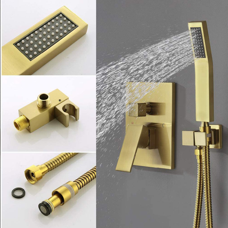 Brushed Gold Multi-Head Wall Mounted Rain Shower System