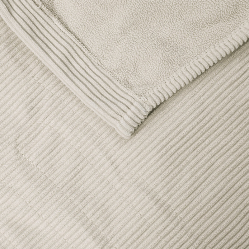 Soft Beige Full-Size Reversible Micro Fleece Heated Blanket