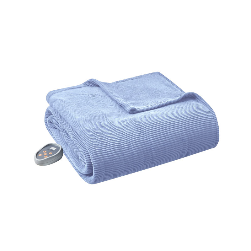 King Size Blue Knitted Fleece Reversible Blanket