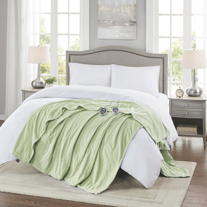 Full Green Micro Fleece Electric Heated Blanket