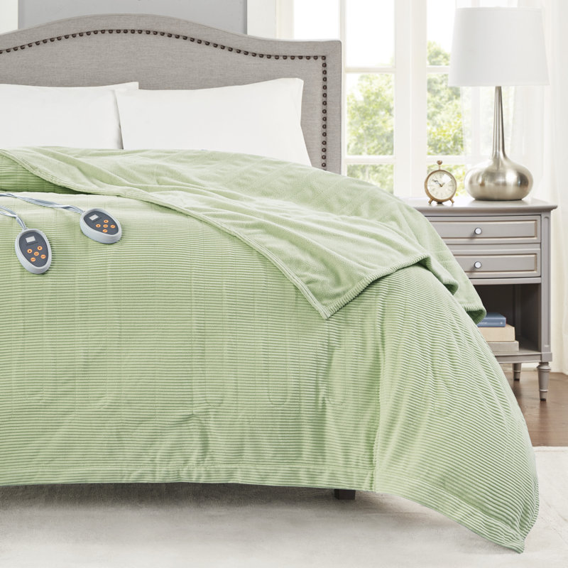 Full Green Micro Fleece Electric Heated Blanket