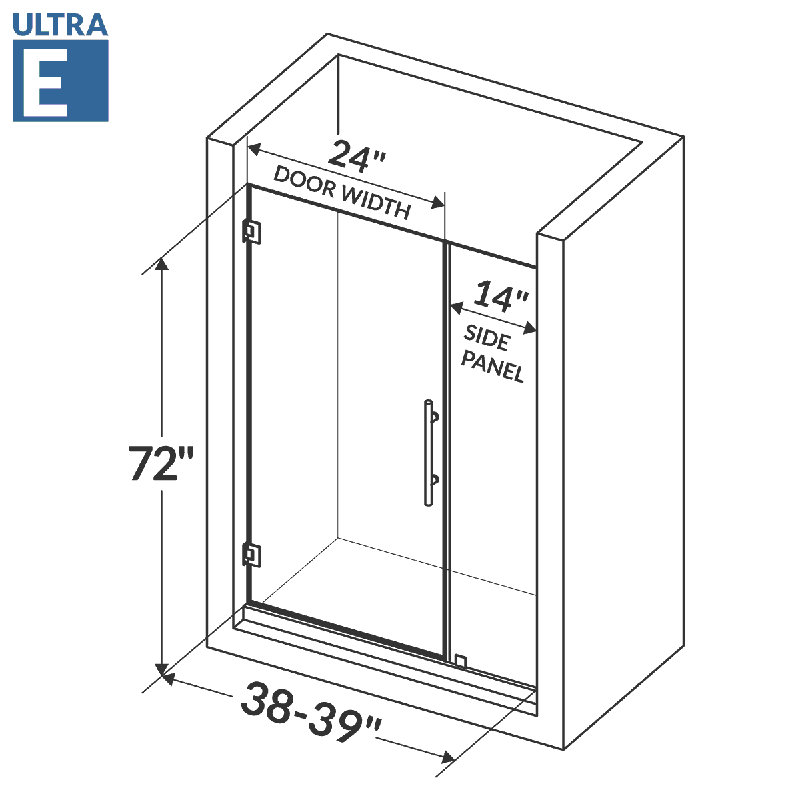 Ultra-E Frameless Glass Sliding Shower Door with Chrome Finish
