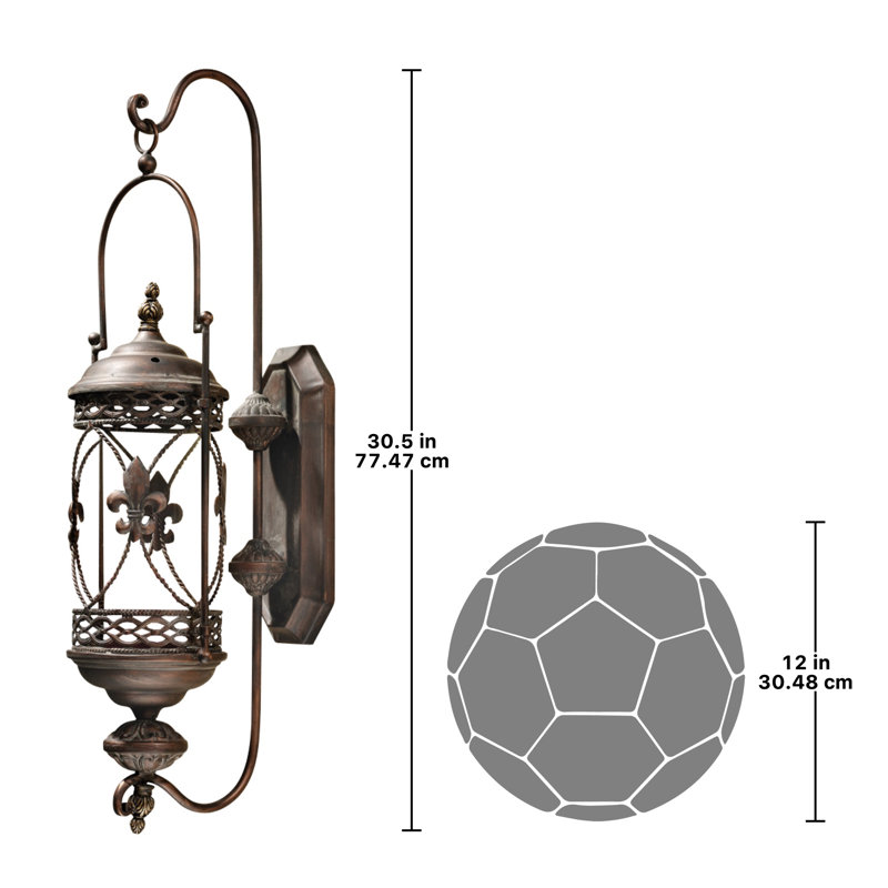 Les Champs Toulon Vintage Copper-Finish Fleur-de-Lis Lantern