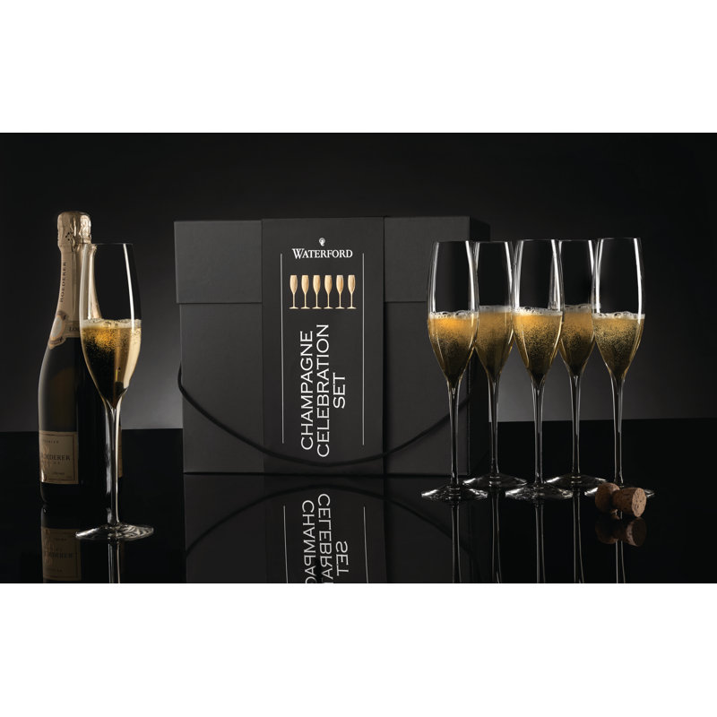 Elegance Crystal Champagne Flutes Set of 6