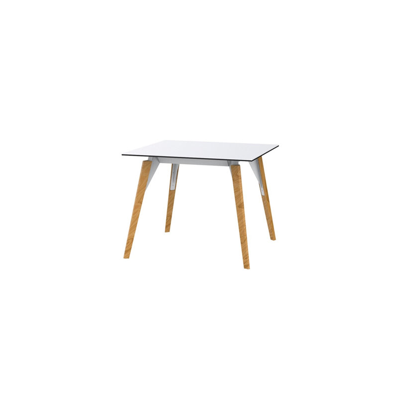 White Square Dining Table with Oak Beech Wood Legs