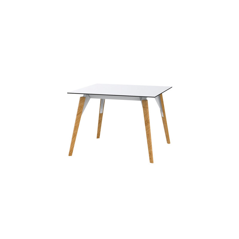 White Square Dining Table with Oak Beech Wood Legs
