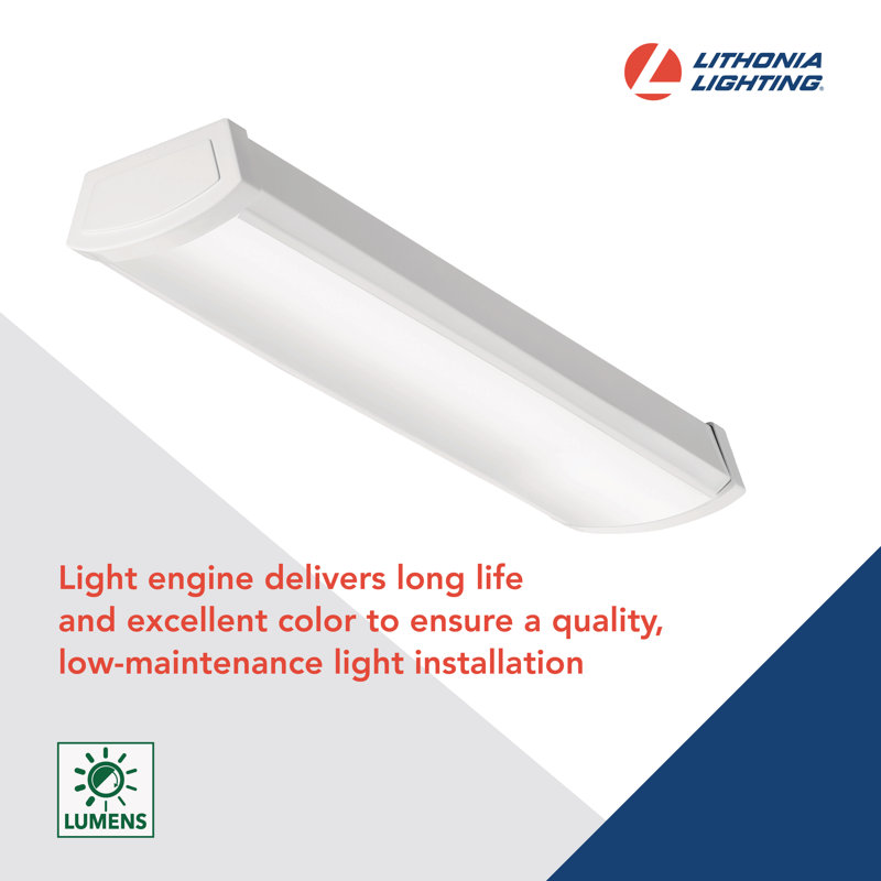 Lithonia 48-Inch White Metal LED Wraparound Light with Frosted Diffuser