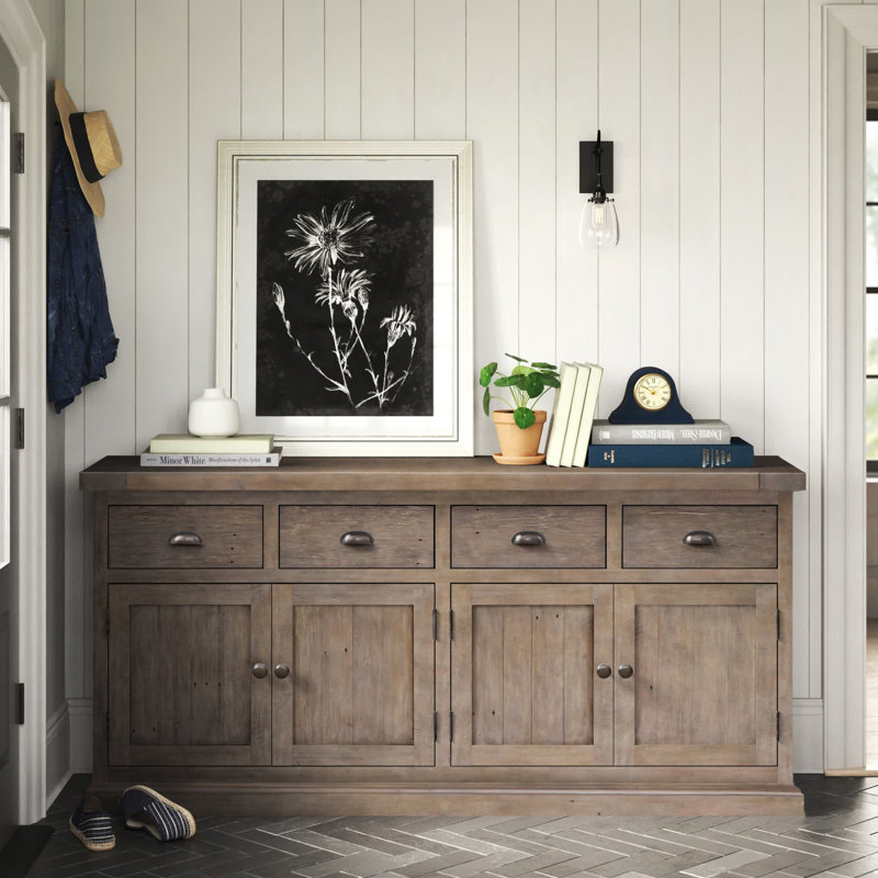 Quincy Reclaimed Pine 4-Drawer 4-Door Desert Grey Sideboard