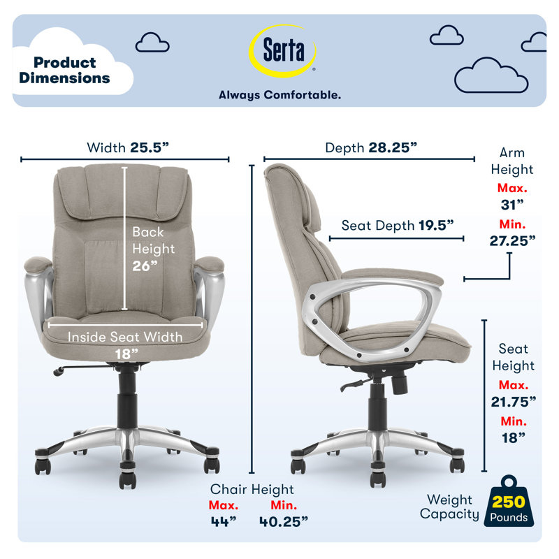 Gray High-Back Ergonomic Executive Office Chair with Lumbar Support