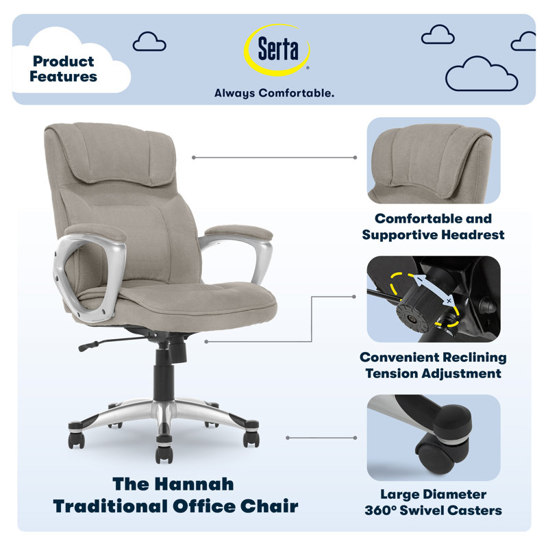 Gray High-Back Ergonomic Executive Office Chair with Lumbar Support
