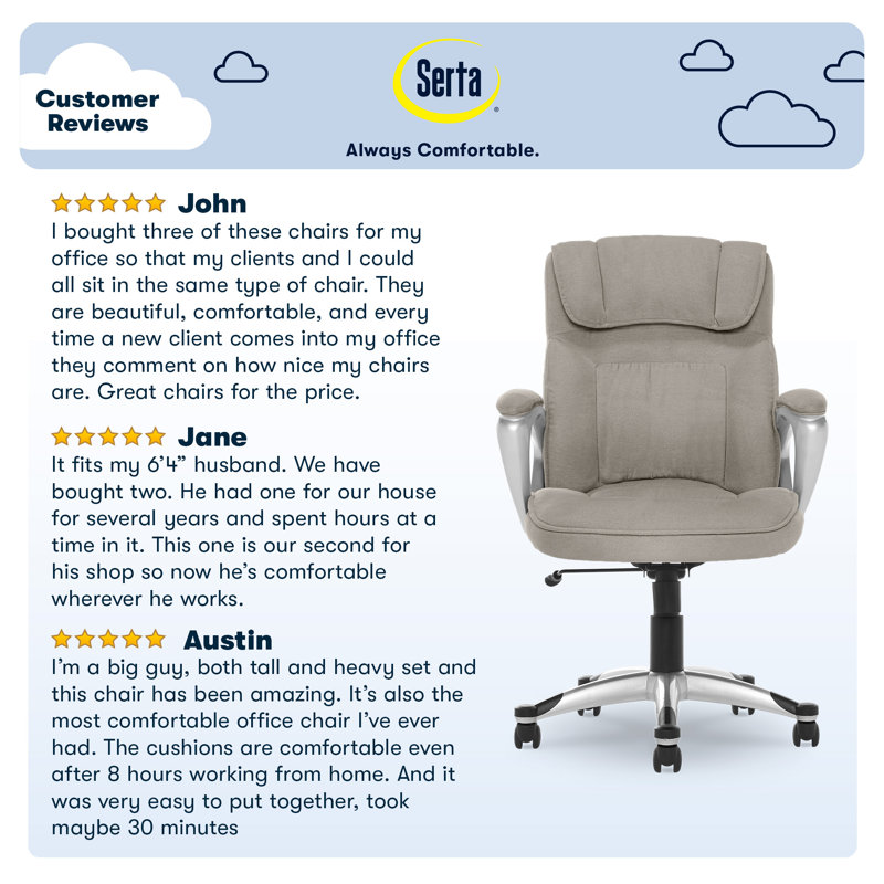 Gray High-Back Ergonomic Executive Office Chair with Lumbar Support