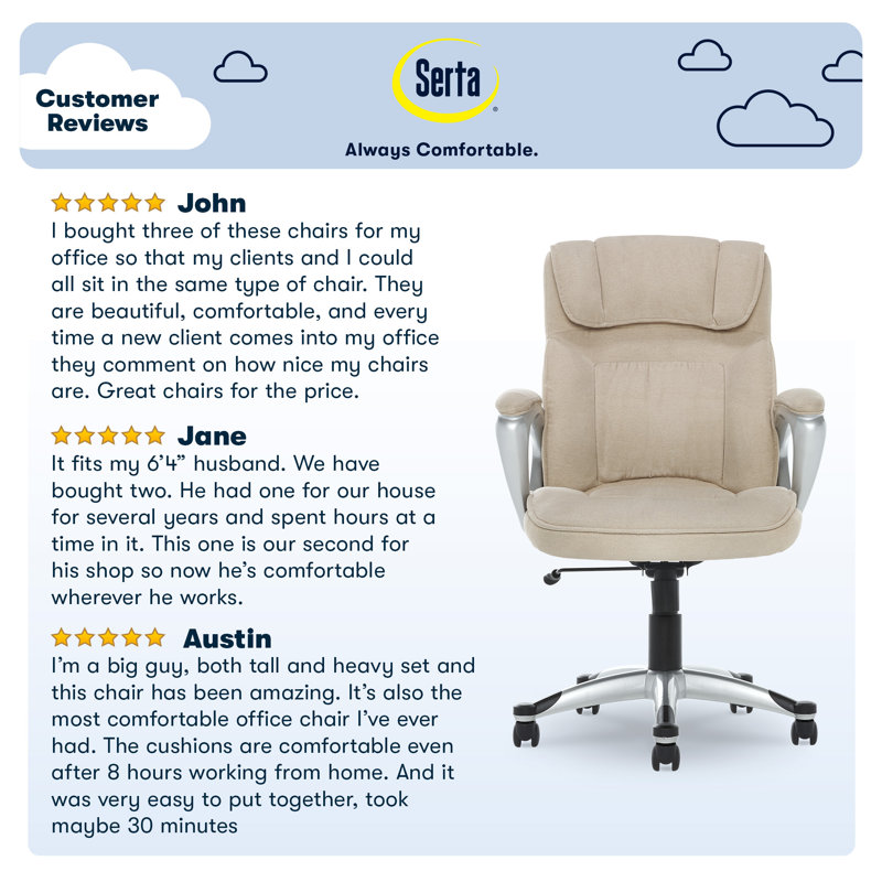 Fawn Tan High-Back Swivel Executive Office Chair with Metal Base