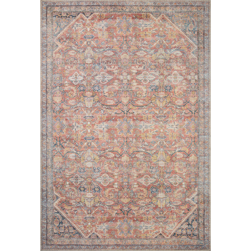 Adrian Rust Denim Oriental Runner Rug 2'6" x 12'