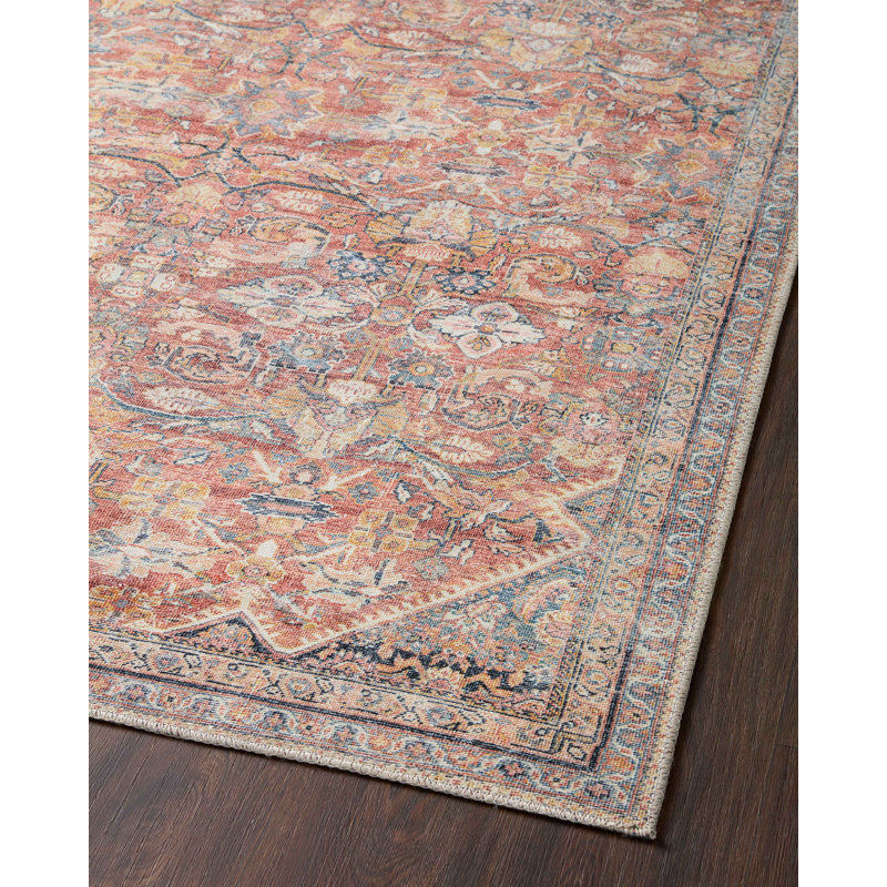 Adrian Rust Denim Oriental Runner Rug 2'6" x 12'