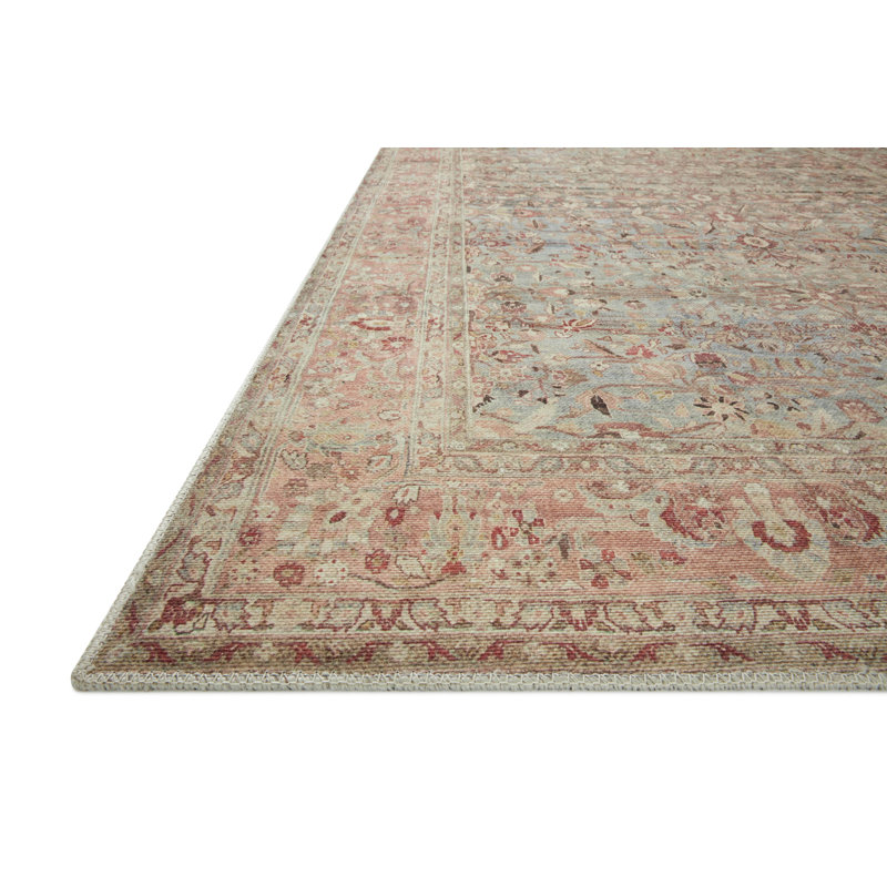 Adrian Blue and Clay Hand-knotted Synthetic Rug