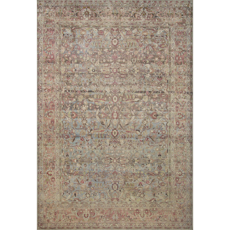 Adrian Blue and Clay Hand-knotted Synthetic Rug